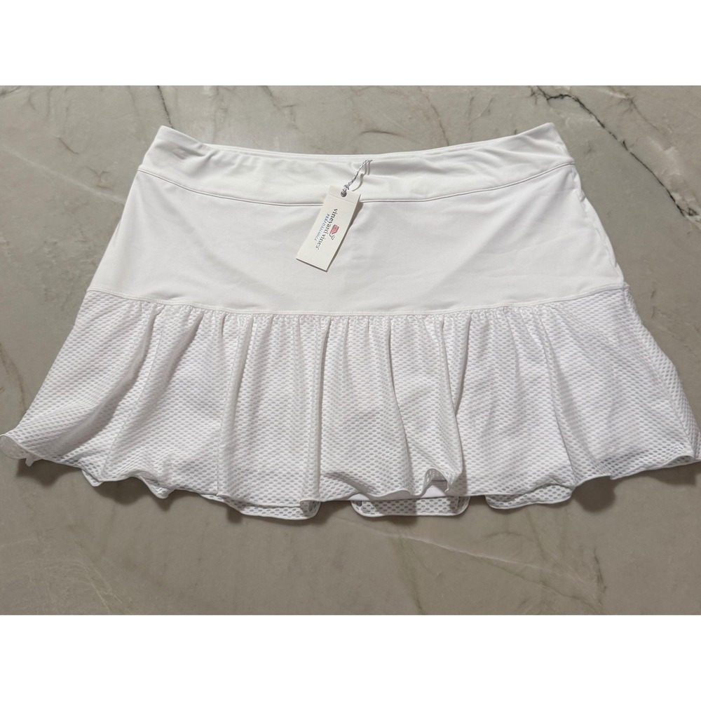 Vineyard Vines White Mesh Sport Skort 15 Inch Performance Tennis Golf Skirt L